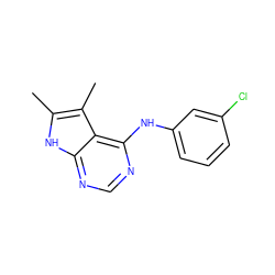 Cc1[nH]c2ncnc(Nc3cccc(Cl)c3)c2c1C ZINC000000007282