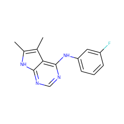 Cc1[nH]c2ncnc(Nc3cccc(F)c3)c2c1C ZINC000003815359