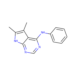 Cc1[nH]c2ncnc(Nc3ccccc3)c2c1C ZINC000013756339