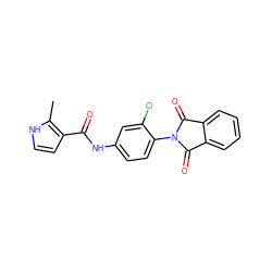 Cc1[nH]ccc1C(=O)Nc1ccc(N2C(=O)c3ccccc3C2=O)c(Cl)c1 ZINC000653690510