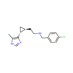 Cc1[nH]cnc1[C@@H]1C[C@H]1CCNCc1ccc(Cl)cc1 ZINC000045355902