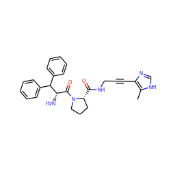 Cc1[nH]cnc1C#CCNC(=O)[C@@H]1CCCN1C(=O)[C@H](N)C(c1ccccc1)c1ccccc1 ZINC000028563980