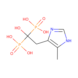 Cc1[nH]cnc1CC(O)(P(=O)(O)O)P(=O)(O)O ZINC000026745280