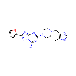 Cc1[nH]cnc1CN1CCN(c2nc(N)n3nc(-c4ccco4)nc3n2)CC1 ZINC000013581790