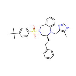 Cc1[nH]cnc1CN1c2ccccc2CN(S(=O)(=O)c2ccc(C(C)(C)C)cc2)C[C@@H]1CCc1ccccc1 ZINC000025981368