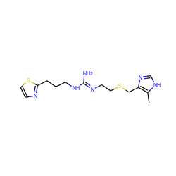 Cc1[nH]cnc1CSCC/N=C(\N)NCCCc1nccs1 ZINC000029214558