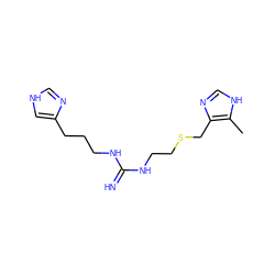Cc1[nH]cnc1CSCCNC(=N)NCCCc1c[nH]cn1 ZINC000004216553