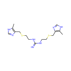 Cc1[nH]cnc1CSCCNC(=N)NCCSCc1nc[nH]c1C ZINC000029214445