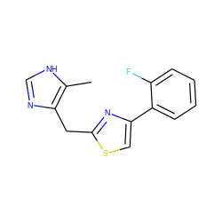Cc1[nH]cnc1Cc1nc(-c2ccccc2F)cs1 ZINC000026663813
