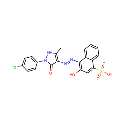 Cc1[nH]n(-c2ccc(Cl)cc2)c(=O)c1/N=N/c1c(O)cc(S(=O)(=O)O)c2ccccc12 ZINC000169330541