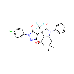 Cc1[nH]n(-c2ccc(Cl)cc2)c(=O)c1[C@@]1(C(F)(F)F)C(=O)N(c2ccccc2)C2=C1C(=O)CC(C)(C)C2 ZINC000043199872