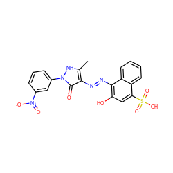 Cc1[nH]n(-c2cccc([N+](=O)[O-])c2)c(=O)c1/N=N/c1c(O)cc(S(=O)(=O)O)c2ccccc12 ZINC000169330019