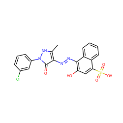 Cc1[nH]n(-c2cccc(Cl)c2)c(=O)c1/N=N/c1c(O)cc(S(=O)(=O)O)c2ccccc12 ZINC000169330537