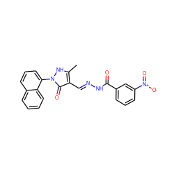 Cc1[nH]n(-c2cccc3ccccc23)c(=O)c1/C=N/NC(=O)c1cccc([N+](=O)[O-])c1 ZINC000169330734