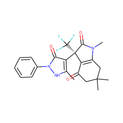 Cc1[nH]n(-c2ccccc2)c(=O)c1[C@@]1(C(F)(F)F)C(=O)N(C)C2=C1C(=O)CC(C)(C)C2 ZINC000040951497