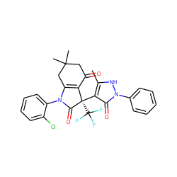 Cc1[nH]n(-c2ccccc2)c(=O)c1[C@@]1(C(F)(F)F)C(=O)N(c2ccccc2Cl)C2=C1C(=O)CC(C)(C)C2 ZINC000049878146