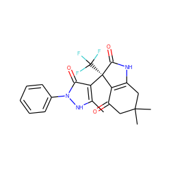 Cc1[nH]n(-c2ccccc2)c(=O)c1[C@@]1(C(F)(F)F)C(=O)NC2=C1C(=O)CC(C)(C)C2 ZINC000101179138