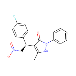 Cc1[nH]n(-c2ccccc2)c(=O)c1[C@@H](C[N+](=O)[O-])c1ccc(F)cc1 ZINC000005730149