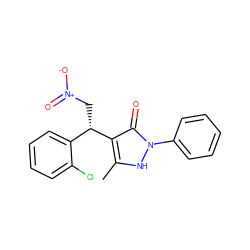 Cc1[nH]n(-c2ccccc2)c(=O)c1[C@@H](C[N+](=O)[O-])c1ccccc1Cl ZINC000005433600