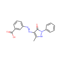 Cc1[nH]n(-c2ccccc2)c(=O)c1N=Nc1cccc(C(=O)O)c1 ZINC000261192678