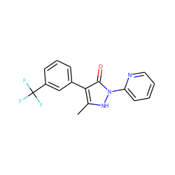 Cc1[nH]n(-c2ccccn2)c(=O)c1-c1cccc(C(F)(F)F)c1 ZINC000082159220