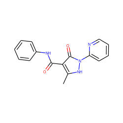 Cc1[nH]n(-c2ccccn2)c(=O)c1C(=O)Nc1ccccc1 ZINC000138107405