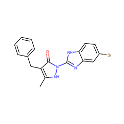 Cc1[nH]n(-c2nc3cc(Br)ccc3[nH]2)c(=O)c1Cc1ccccc1 ZINC000169330063