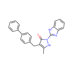 Cc1[nH]n(-c2nc3ccccc3[nH]2)c(=O)c1Cc1ccc(-c2ccccc2)cc1 ZINC000169325975