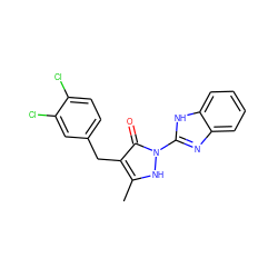 Cc1[nH]n(-c2nc3ccccc3[nH]2)c(=O)c1Cc1ccc(Cl)c(Cl)c1 ZINC000169325967