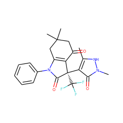 Cc1[nH]n(C)c(=O)c1[C@@]1(C(F)(F)F)C(=O)N(c2ccccc2)C2=C1C(=O)CC(C)(C)C2 ZINC000040422130