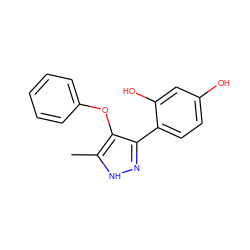 Cc1[nH]nc(-c2ccc(O)cc2O)c1Oc1ccccc1 ZINC000018129208