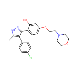 Cc1[nH]nc(-c2ccc(OCCN3CCOCC3)cc2O)c1-c1ccc(Cl)cc1 ZINC000020589517