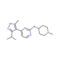 Cc1[nH]nc(C(C)C)c1-c1ccnc(NC2CCN(C)CC2)n1 ZINC000064235658