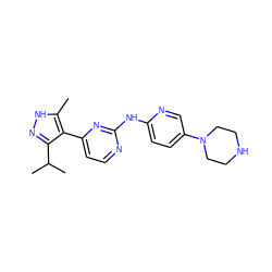 Cc1[nH]nc(C(C)C)c1-c1ccnc(Nc2ccc(N3CCNCC3)cn2)n1 ZINC000064539054