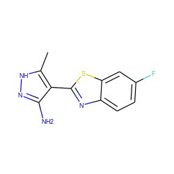 Cc1[nH]nc(N)c1-c1nc2ccc(F)cc2s1 ZINC000114398770