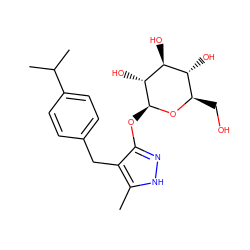 Cc1[nH]nc(O[C@@H]2O[C@H](CO)[C@@H](O)[C@H](O)[C@H]2O)c1Cc1ccc(C(C)C)cc1 ZINC000003936049