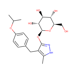 Cc1[nH]nc(O[C@@H]2O[C@H](CO)[C@@H](O)[C@H](O)[C@H]2O)c1Cc1ccc(OC(C)C)cc1 ZINC000003936048