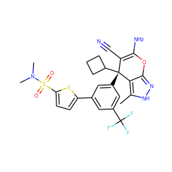 Cc1[nH]nc2c1[C@](c1cc(-c3ccc(S(=O)(=O)N(C)C)s3)cc(C(F)(F)F)c1)(C1CCC1)C(C#N)=C(N)O2 ZINC001772622774