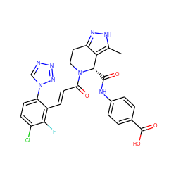 Cc1[nH]nc2c1[C@H](C(=O)Nc1ccc(C(=O)O)cc1)N(C(=O)/C=C/c1c(-n3cnnn3)ccc(Cl)c1F)CC2 ZINC000145842165