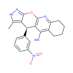 Cc1[nH]nc2c1[C@H](c1cccc([N+](=O)[O-])c1)c1c(nc3c(c1N)CCCC3)O2 ZINC000299820195