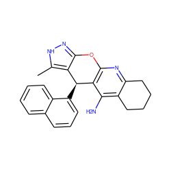 Cc1[nH]nc2c1[C@H](c1cccc3ccccc13)c1c(nc3c(c1N)CCCC3)O2 ZINC000299828013