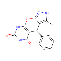 Cc1[nH]nc2c1[C@H](c1ccccc1)c1c([nH]c(=O)[nH]c1=O)O2 ZINC001772596855