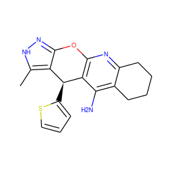 Cc1[nH]nc2c1[C@H](c1cccs1)c1c(nc3c(c1N)CCCC3)O2 ZINC000299830991