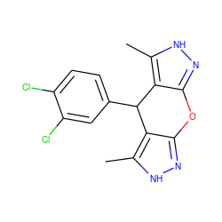 Cc1[nH]nc2c1C(c1ccc(Cl)c(Cl)c1)c1c(n[nH]c1C)O2 ZINC001772609738