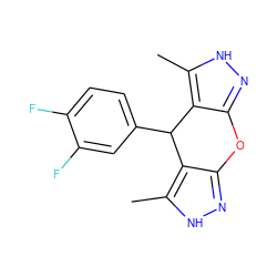 Cc1[nH]nc2c1C(c1ccc(F)c(F)c1)c1c(n[nH]c1C)O2 ZINC001772583120