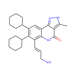 Cc1[nH]nc2c1c(=O)[nH]c1c(/C=C/CN)c(C3CCCCC3)c(C3CCCCC3)cc12 ZINC000028957035