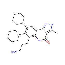 Cc1[nH]nc2c1c(=O)[nH]c1c(CCCN)c(C3CCCCC3)c(C3CCCCC3)cc12 ZINC000028957040