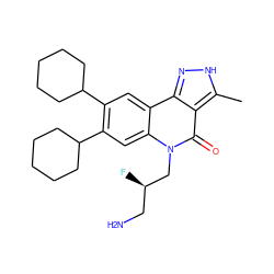 Cc1[nH]nc2c1c(=O)n(C[C@H](F)CN)c1cc(C3CCCCC3)c(C3CCCCC3)cc21 ZINC000028957088