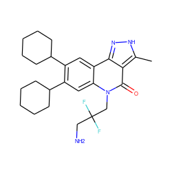 Cc1[nH]nc2c1c(=O)n(CC(F)(F)CN)c1cc(C3CCCCC3)c(C3CCCCC3)cc21 ZINC000028957077