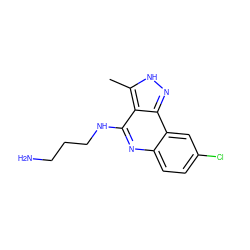 Cc1[nH]nc2c1c(NCCCN)nc1ccc(Cl)cc12 ZINC000028957034